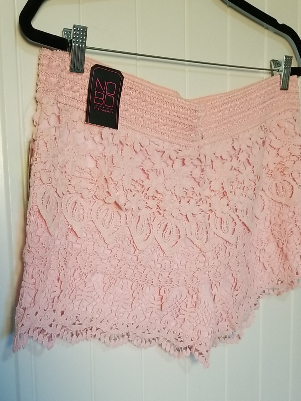 New No Boundaries NOBO Pink Layered Crochet Shorts Size XL NWT - Picture 5 of 6